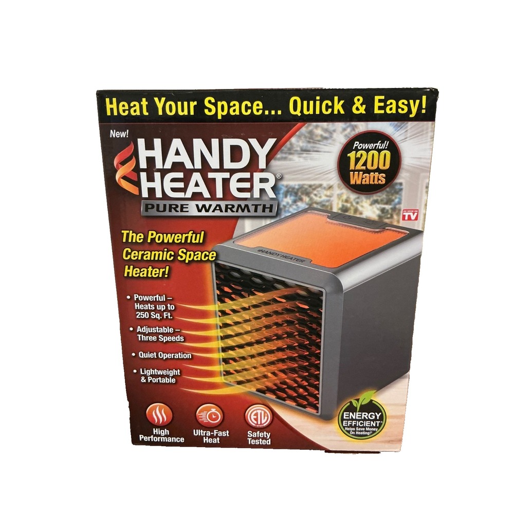 Handy Heater Pure Warmth 1200W Ceramic Space Heater, With LED Lights NEW